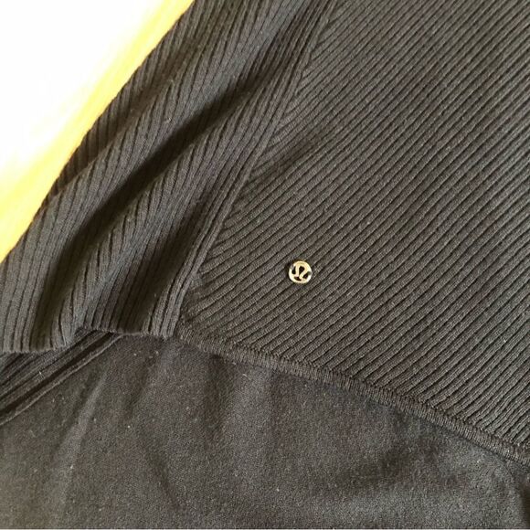 Lululemon Ribbed Knit Draped Open Front Cardigan Sweater Black - Picture 7 of 8